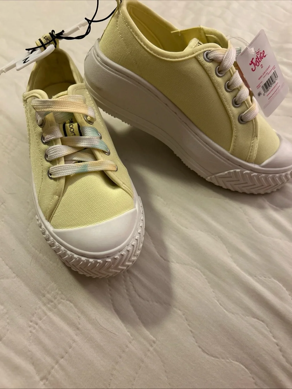 Justice Yellow Canvas Platform Sneakers with White Soles
